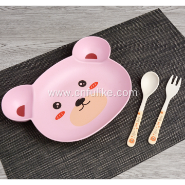 Colorful Bear Shape Bamboo Fiber Dinnerware Set